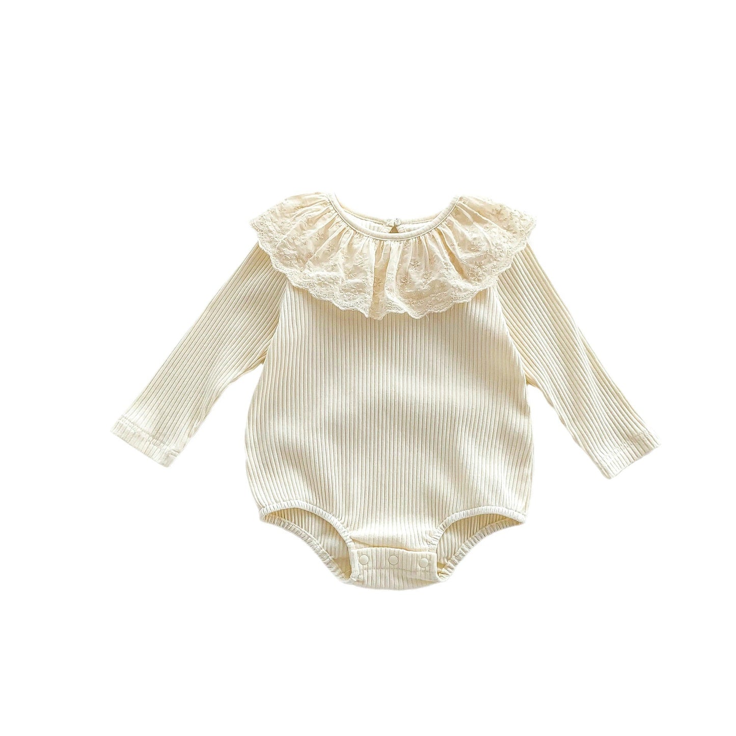 Solid Color Ruffle Neck Soft Cotton Onesies