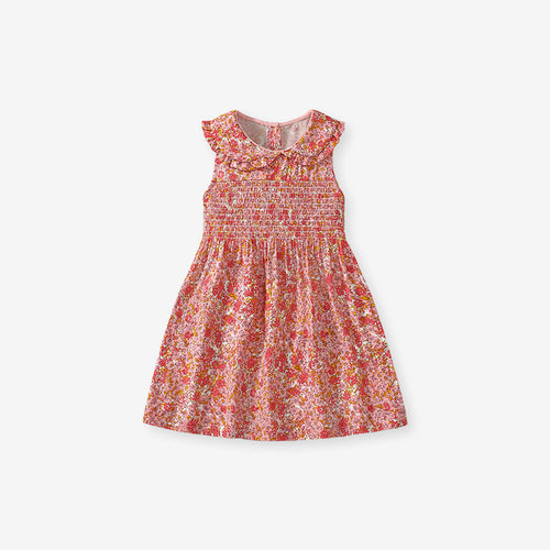 Vestido sin mangas con estampado floral de algodón puro de verano para niñas con estilo 