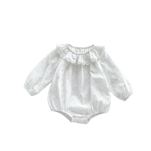 Solid Color Ruffle Neck Soft Cotton Onesies